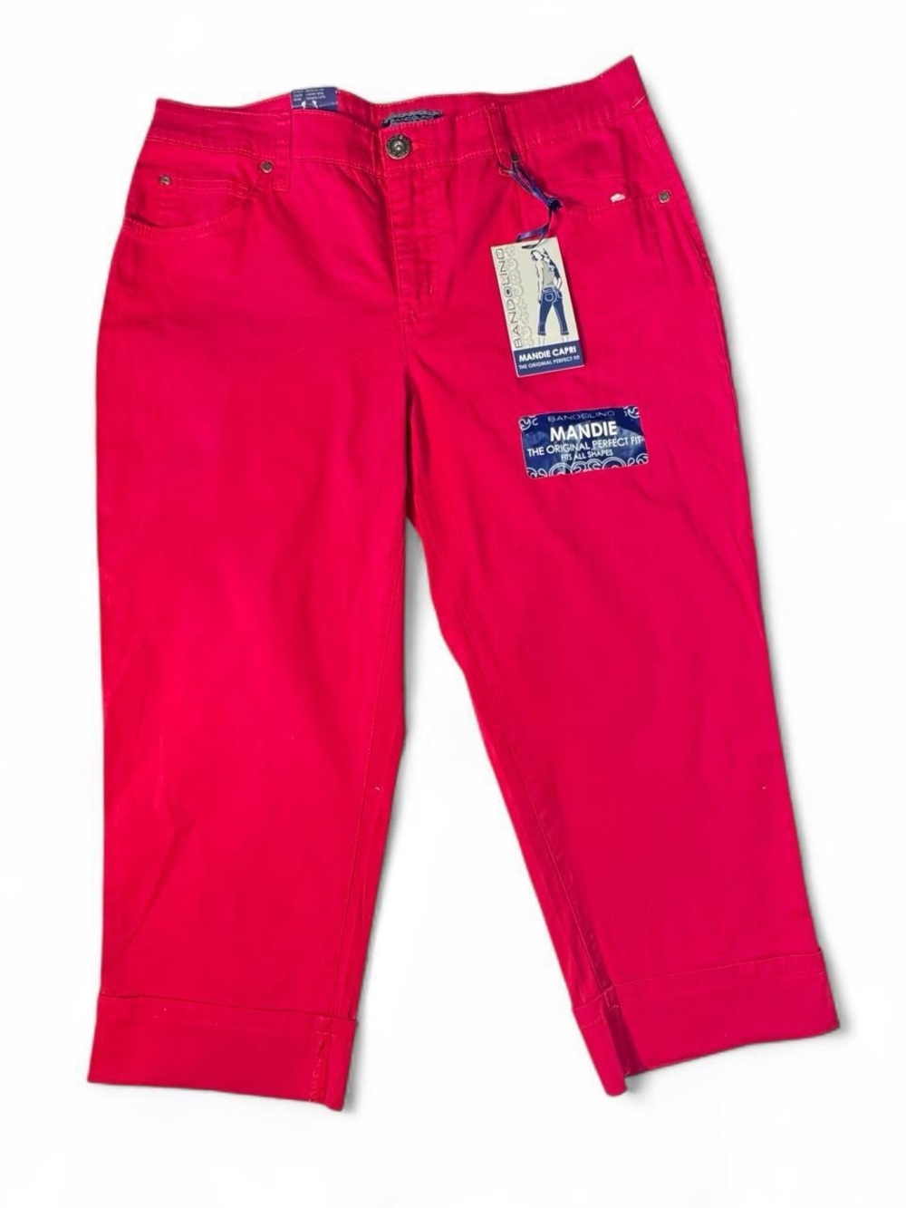 Bandolino Mandie Capri Cropped Pants Raspberry Red Size 10 Coastal Resort Preppy
